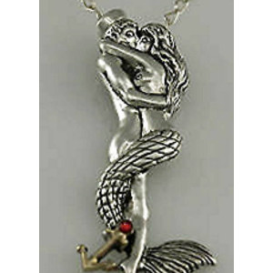 Hawaiian mermaid sailor Lovers Pendant sterling silver