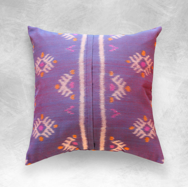 Woven "Purple Sasak"  Ikat 18 x 18 inches Pillow, Handmade Lombok Decorative Pillow for modern interior decor