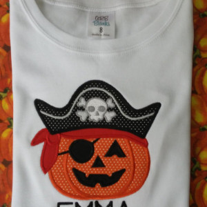 Pumpkin Pirate Appliquéd Shirt or Bodysuit - Halloween Shirt