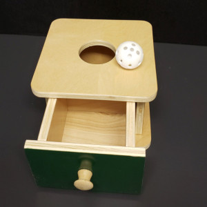 Montessori Imbucare Box with Ball and Drawer - Infants Montessori Object Permanence Box -  (OP101)