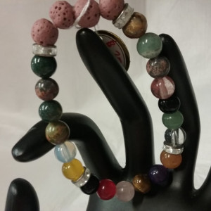 Mind & Life Crystals w/Lava Stone Diffuser Bracelet