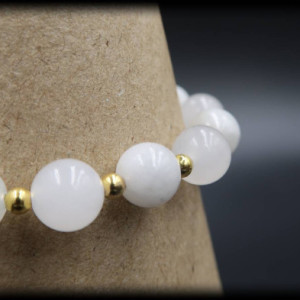 White Jade and Moonstone Chakra Bracelet for Peace and Serenity