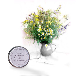 Childrens Sunscreen, Natural and Organic for the Family Cocoa Butter Chamomile Wildflower pf 20