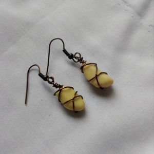 Yellow milk glass earrings, yellow sea glass earrings, milk glass jewelry, sea glass jewelry, yellow earrings, yellow milk glass