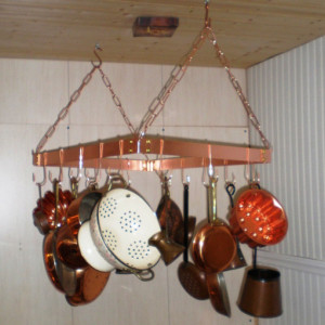 18 X 24 Inch Hanging Solid Copper Pot Rack with 16 hooks and 64 inches of copper chain FREE U S Shipping