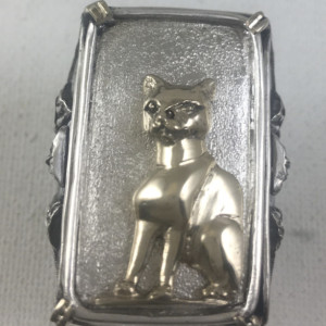 Artisan made Bastet 10k Gold Egyptian Cat silver Ingot ring