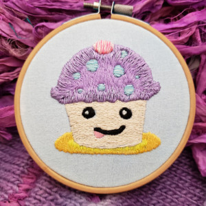 Embroidered Cupcake Hoop Art