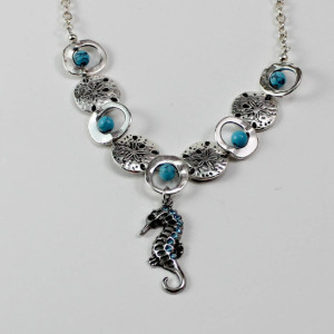 Sea Horse and Sand Dollar Turquoise Necklace