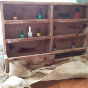 Antiqued spice rack nail polish holder shelf