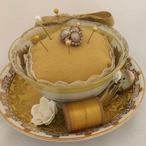 Vintage Tea Cup Pin Cushion-Windsor China