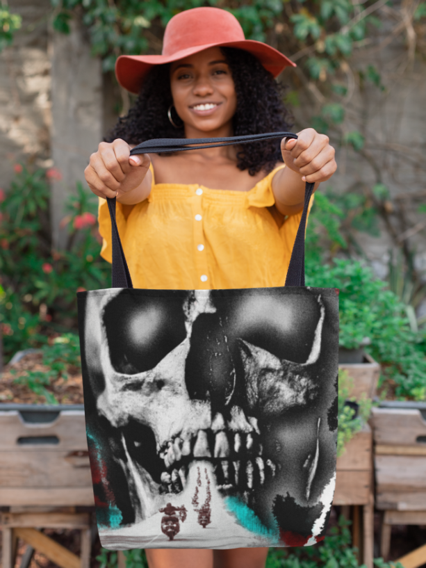Skull Tote Bag, Motorcycle Bag, Motorcycle Art, Art Tote Bag, Unique Gifts, Gothic Tote Bag, Motorcycle Purse, Free Shipping, Skull Bag