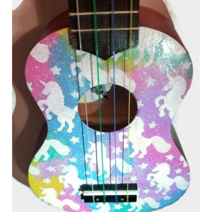 Guitar Galaxy Unicorn Ukulele, Hand Painted Ukulele, Decorated Ukulele, Galaxy Paint, ukulele instrument, Soprano, Concert, Tenor, Baritone