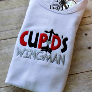 Valentines Day Boys Tshirt, Toddlers, Infants,Heart, Cupids Wingman,Personalized, Embroidered, Appliqued