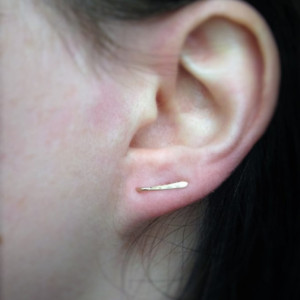 Tiny, Minimal 14k Gold Ear Climbers- Boho, Minimalist, 14k Gold Filled, Hand Hammered and Forged, Ear Crawlers,
