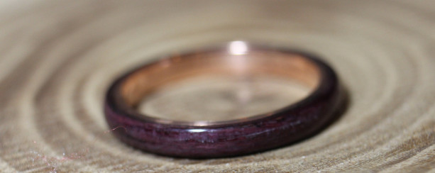 6mm Purple Heart Ring, Wooden Purple Ring, Bentwood Ring, Purple Heart Wood, Male Rings Purple, Purple Wedding Ring, Purple Ring for Women