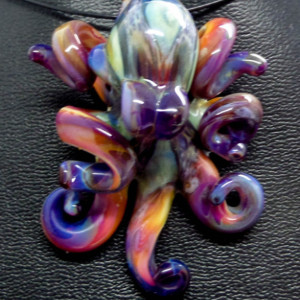 The Queen Bee Kracken Collectible Wearable Boro Glass Octopus Necklace / Sculpture Made to Order
