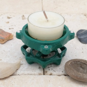 Unique Tea Light Candle Holder, Handmade Home Decor, Upcycled Faucet Handles, Green 