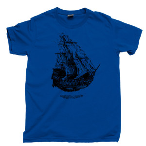 Flying Dutchman's Ship Men's T Shirt, Sailing Under The Sea Davy Jones Locker Shipwreck Pirate Treasure Ocean Deep Unisex Cotton Tee Shirt