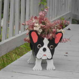 Boston Terrier  " Poncho"  Planter box