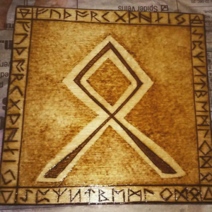 Othala Rune - 4"x4" Pyrography Wood Burning - Housewarming Gift