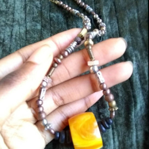 tibet amber fire bead necklace soulful gypset gift exotic luxe hippie wearable art therapy dark femme fantasy tribal gothic