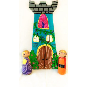 Princess castle - Princess dolls - Fairy tale dolls - Peg dolls - Wooden castle - Princess decor - Princess toy - Girls toys - Peg people