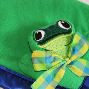 Green Tree Frog Security Blanket, Lovey Blanket, Satin, Baby Blanket, Stuffed Animal, Baby Toy - Customize Color - Add Monogramming