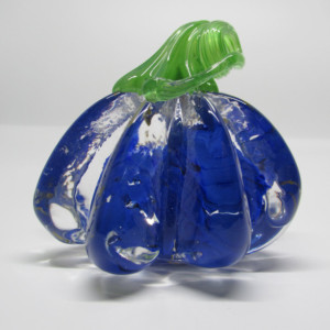 Glass Pumpkin-Handmade Glass-Glass blown-Paperweight-Blue, Green, and Yellow