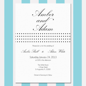 Printable Wedding Invitation , Simple and Elegant , Customized , Black and White , Digital Invitation