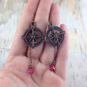 Copper Compass Earrings
