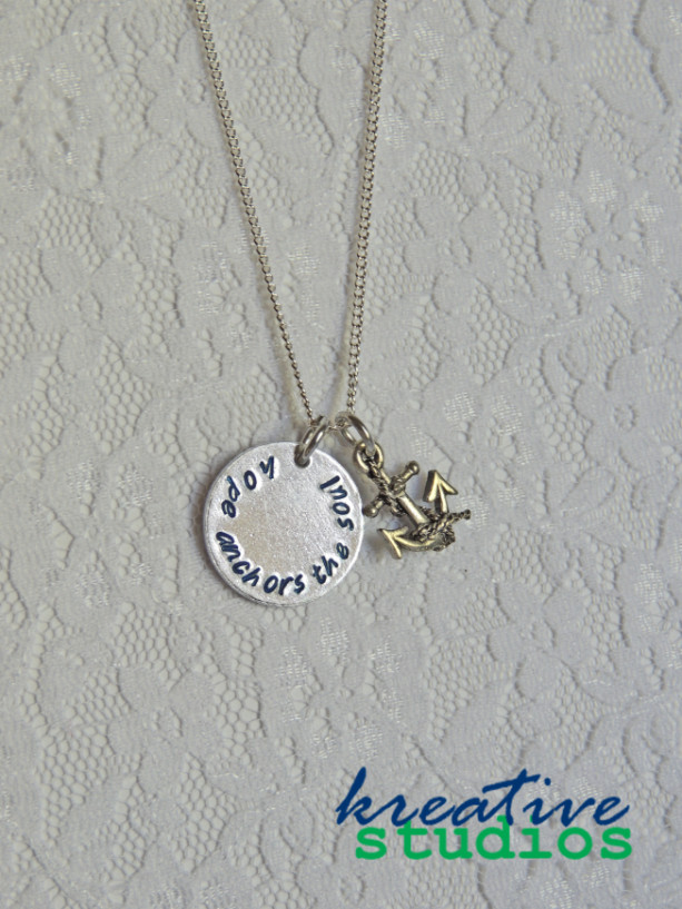 Hope Anchors the Soul Necklace - Hand Stamped, Anchor, Nautical, Inspiring, Thoughtful, Empowering, Handmade, kreative studios, Jewelry
