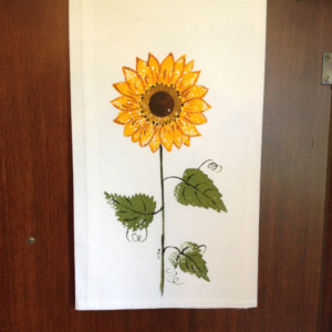 Sunflower towel, rustic sunflower decor, fall gift for her, flour sack dish towel,bathroom hand towel, mothers day from daughter, best sell