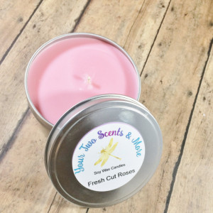 Fresh Cut Roses Soy Wax Candle, Scented Soy Candle, Handmade Candle, Natural Soy Candle, Vegan Candle, Eco Friendly Candle, 8 Oz Candle Tin