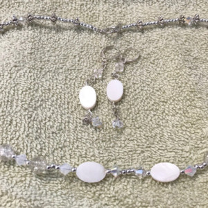 My Beloved handmade beaded necklace/earrings set 19" long 