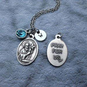 Personalized Saint Andrew Necklace. Patron Saint of Fishermen and Singers