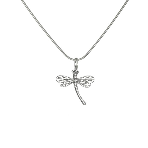 Free Shipping - Sterling Silver Dragonfly Snake Chain Necklace - 18 Inch 