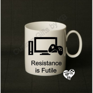 Resistance is Futile Mug, Christmas Gift, Anniversary, Birthday Gift, Star Trek, Spock, Xbox, Gaming, Gaming Mug, PS4, WiiU, Xbox One