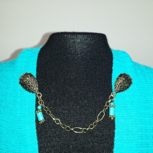 Turquoise and Bronze Sweater Clips