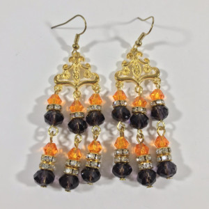 Black & Orange bead earring 