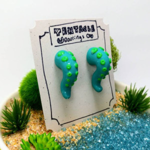 Blue & Green Tentacle Earrings 