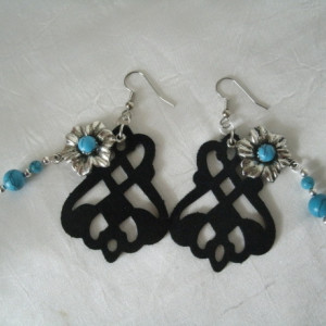 Turquoise And Leather Earrings