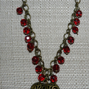 Antique Bronze Heart Necklace A01342