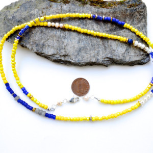 Yellow trade bead necklace,  African  necklace,  Seed bead necklace / yellow necklace / African jewelry / layered necklace / Simple necklace
