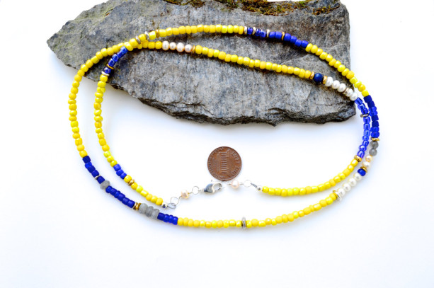 Yellow trade bead necklace,  African  necklace,  Seed bead necklace / yellow necklace / African jewelry / layered necklace / Simple necklace