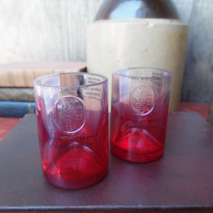 Red Ciroc Bottle Upcycled Shotglasses, Set of 2