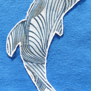 Blue Onesie with Dolphin Applique