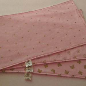 Pink Butterfly and Bows Burp Cloths, Baby Gift, Baby Shower Gift, Feeding Burp Cloths, Burp Rags, Diaper Rags, Spit Rags,  Baby Girl