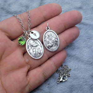 Personalized Silver Plated Apostles Peter &  Paul Necklace 