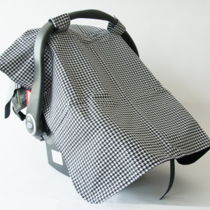Black & White Houndstooth Carseat Canopy