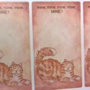 Cat Art Bookplates Set of 5 self stick bookplates -ORANGE PERSIAN CAT-